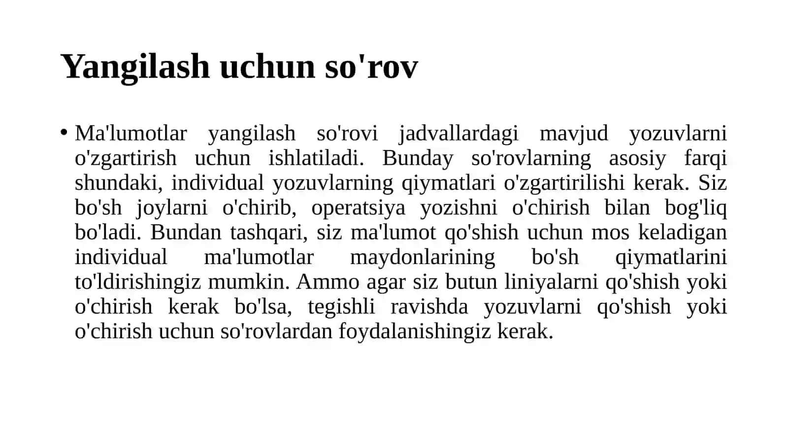 Yangilash uchun so'rov 2