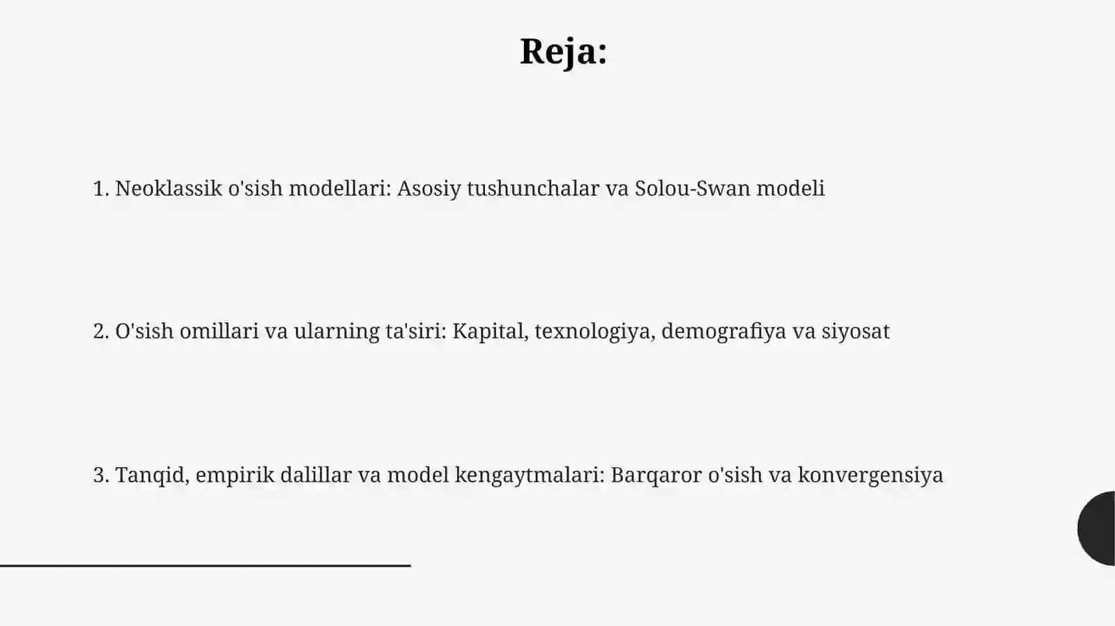 Neoklassik o'sishning neoklassik modellari 2