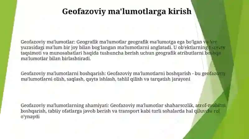 Geofazoviy Ma'lumotlarni Boshqarish 2