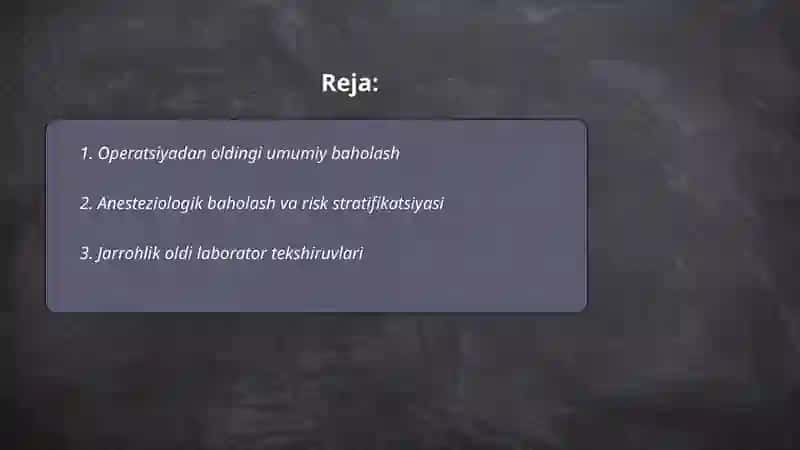 Operatsiyadan oldingi davr 2