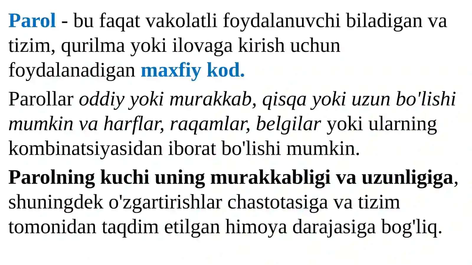 Parollarni saqlash va o'zaro taqqoslash 2