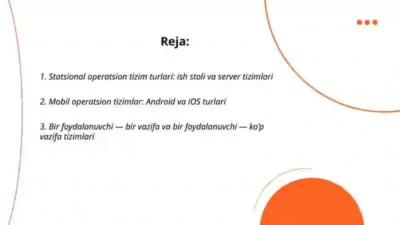Statsional va mobil operatsion tizim turlari 2