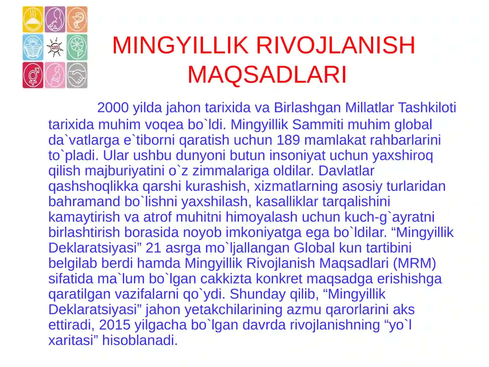 Mingyillik rivojlanish maqsadlari 2