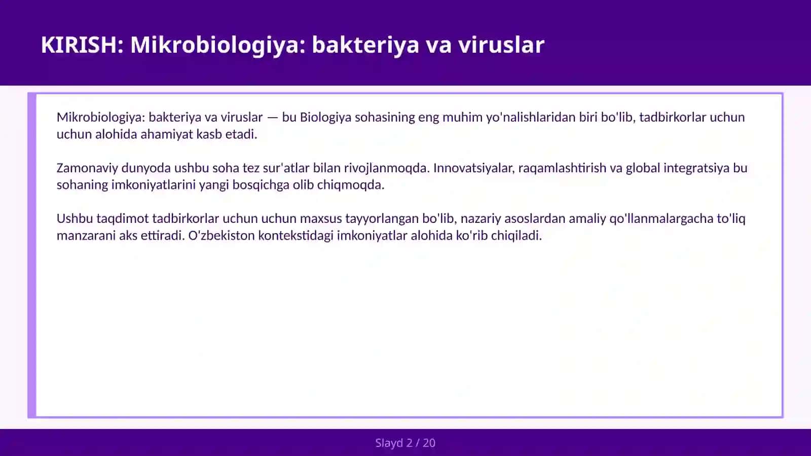 Mikrobiologiya: bakteriya va viruslar 2