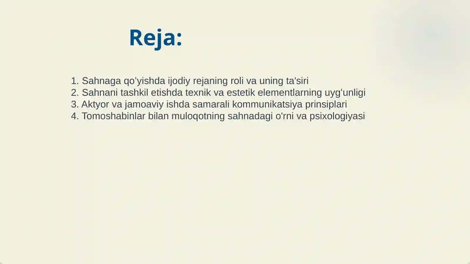 SAHNAGA QOʻYISH FAOLIYATIDAGI ASOSIY TAMOYILLAR 2