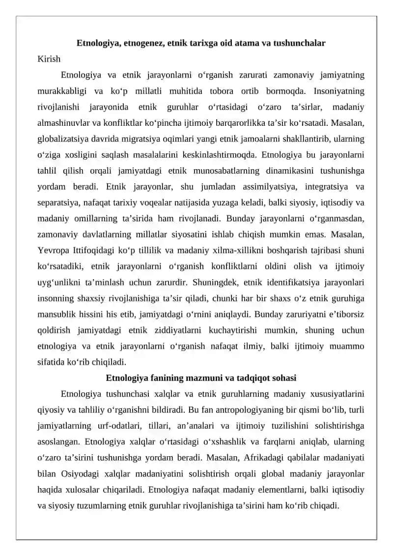 Etnologiya, etnogenez, etnik tarixga oid atama va tushunchalar 2