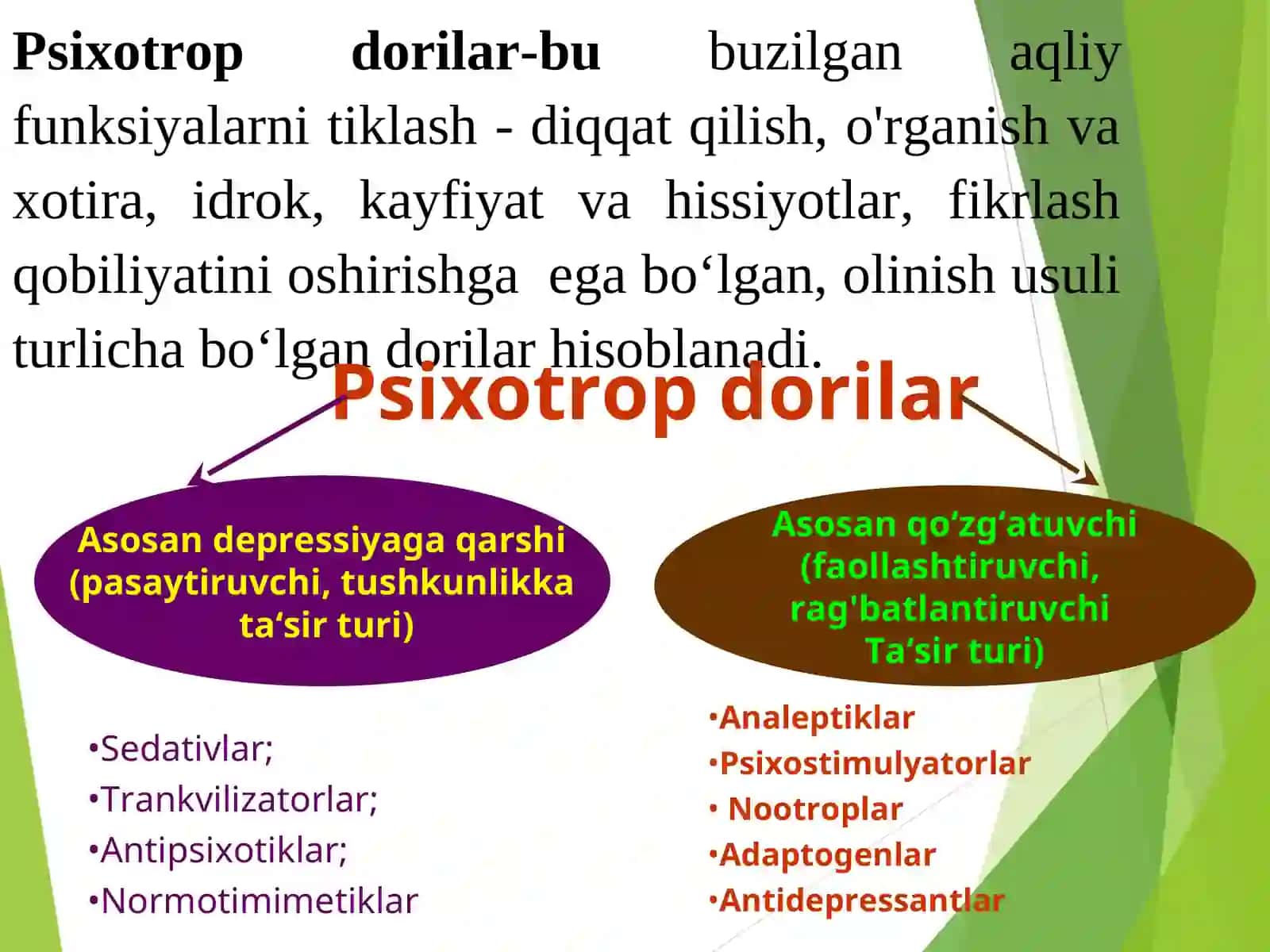 Psixostimulyatorlar, nootroplar, analeptiklar, adaptogenlar 2