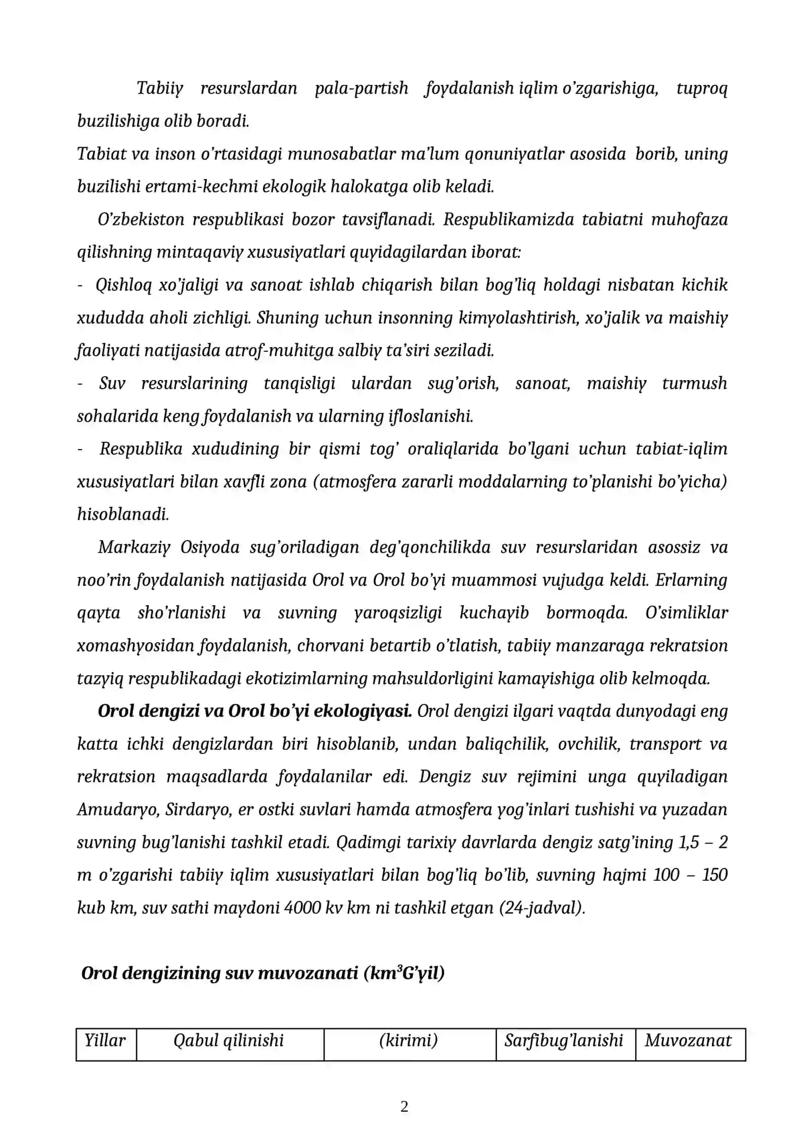 Orol va Orolbo’yida ekologik muammolari 2