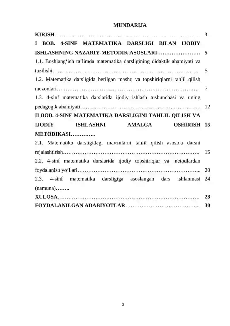 MATEMATIKA O‘QITISH METODIKASI 2