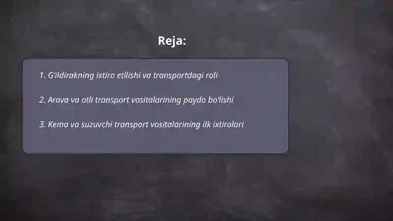 Transport vositalarining ixtiro etilishi 2