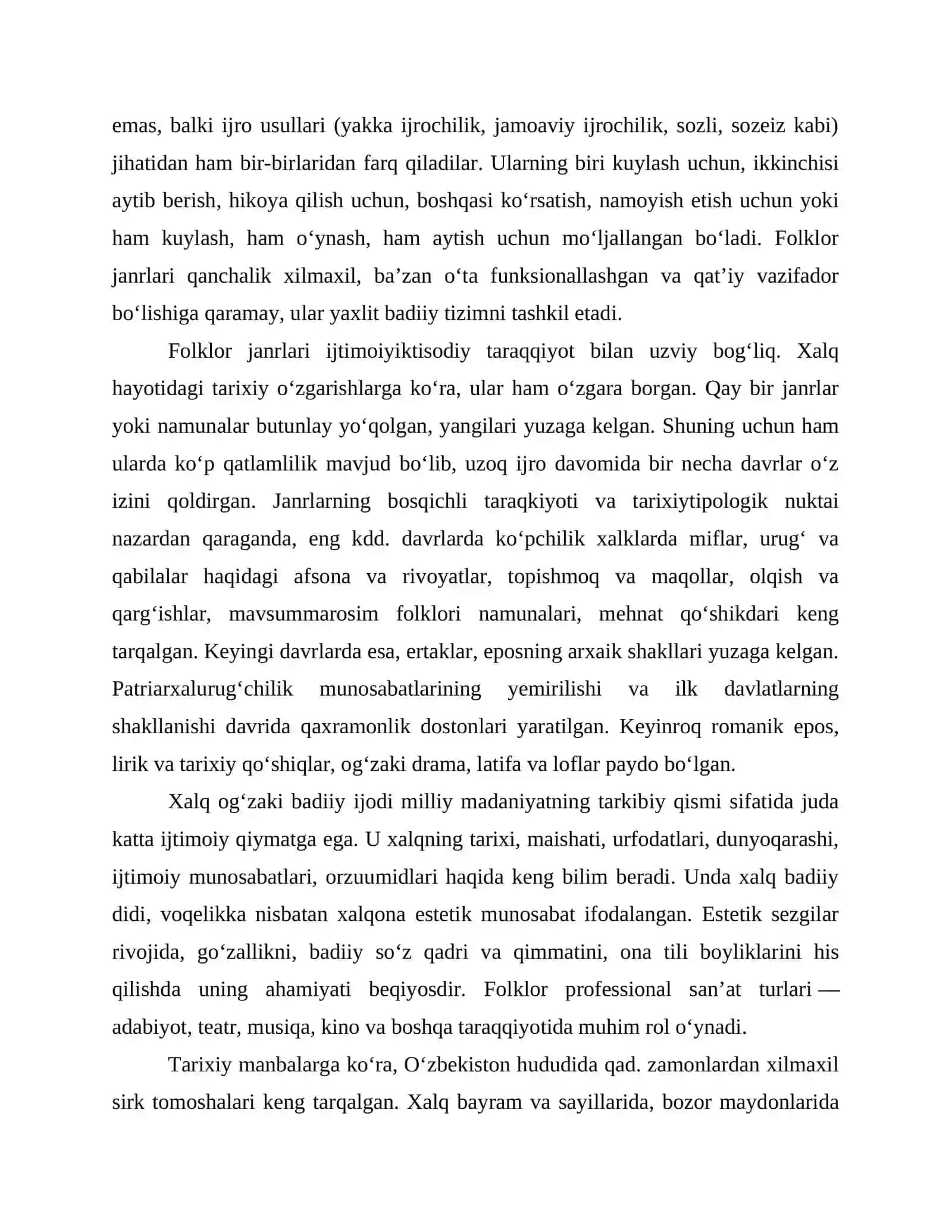 XALQ OGʻZAKI IJODI. FALKYORLIK 2