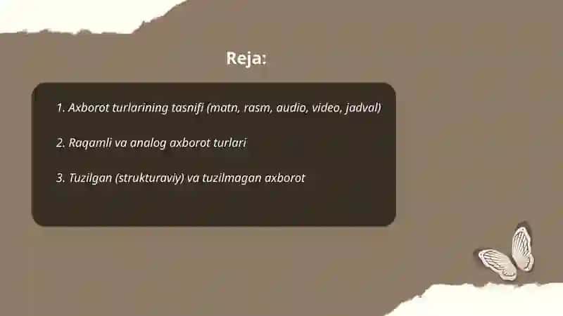 Axborot turlari va uning ishonchliligi 2