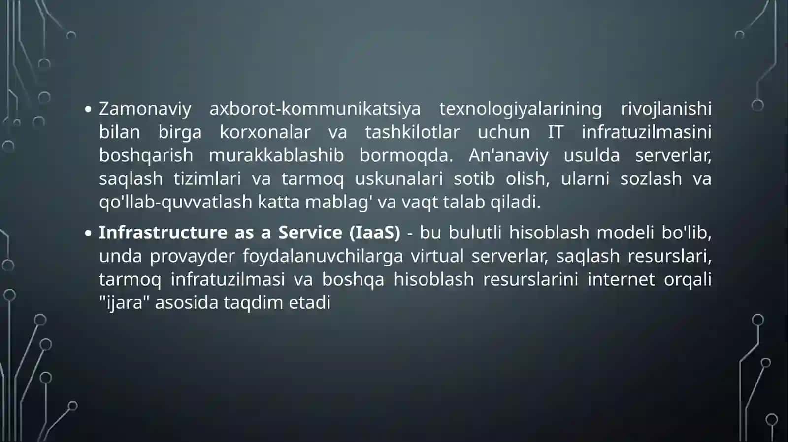Bulutli hisoblash infratuzilmasi (Infrastructure as a Service) 2