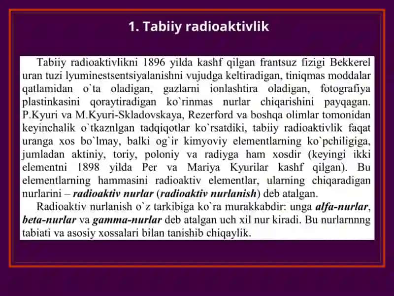Tabiiy va sun’iy radioaktivlik 2