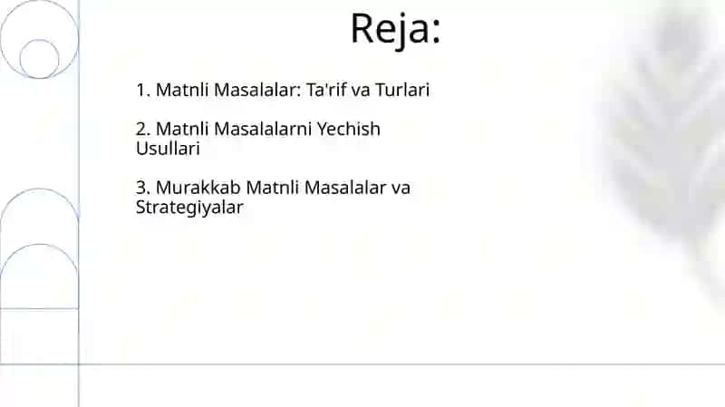 Sodda masalalar va ular ustida ishlash metodikasi 2