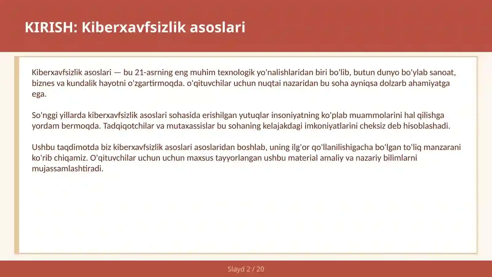 KIBERXAVFSIZLIK ASOSLARI 2