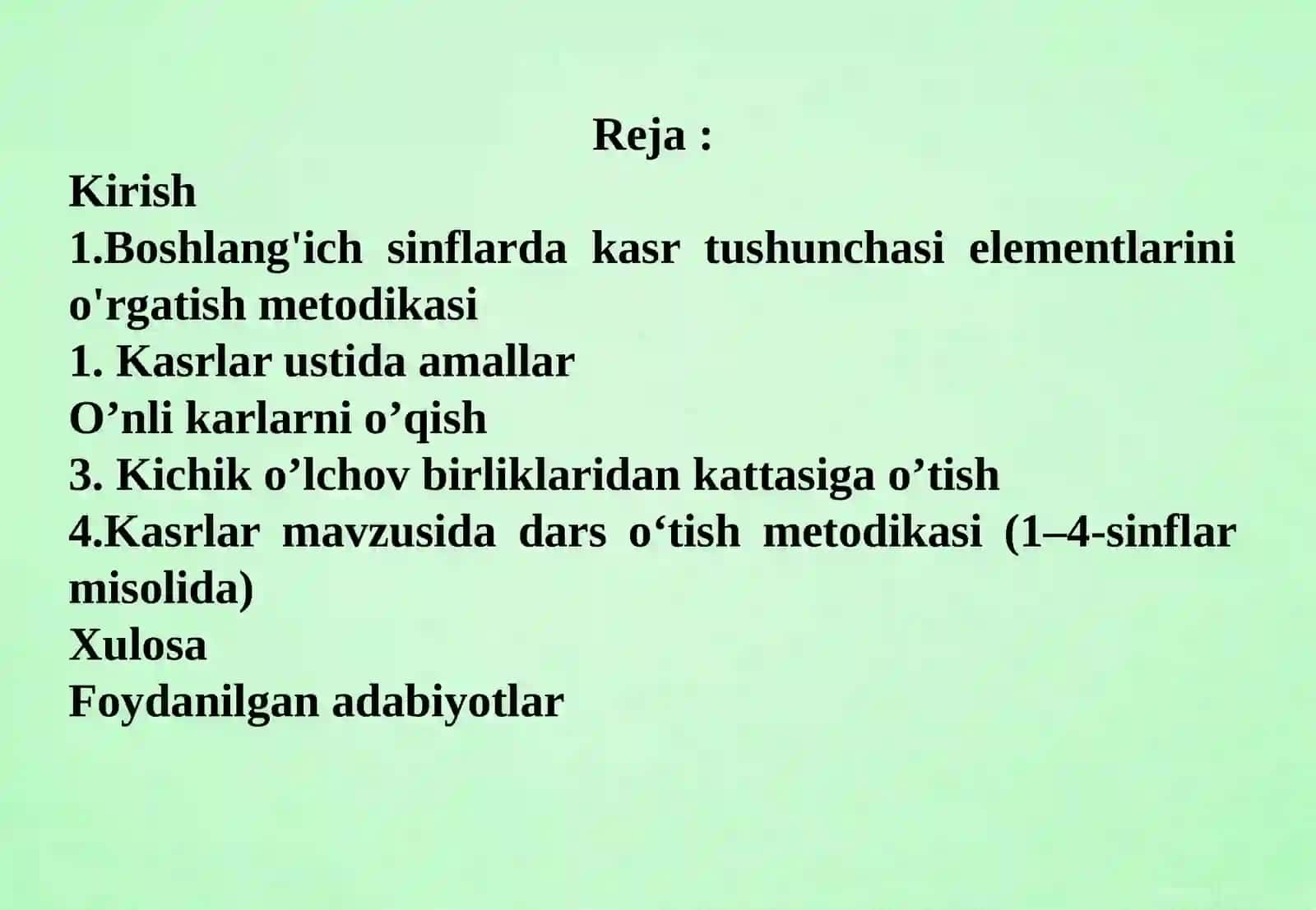 Algebra elementoʻrgatishmetodikasi.Ulushvakasr.Oʻnlik kasr 2