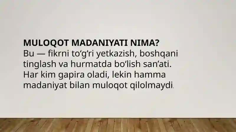 MULOQOT MADANIYATI 2