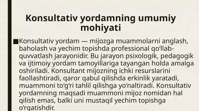 Konsultativ yordam tamoyillari 2