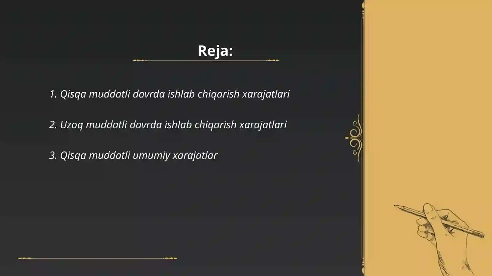 Qisqa muddatli va uzoq muddatli davrlarda ishlab chiqarish xarajatlarining ozgarishi 2