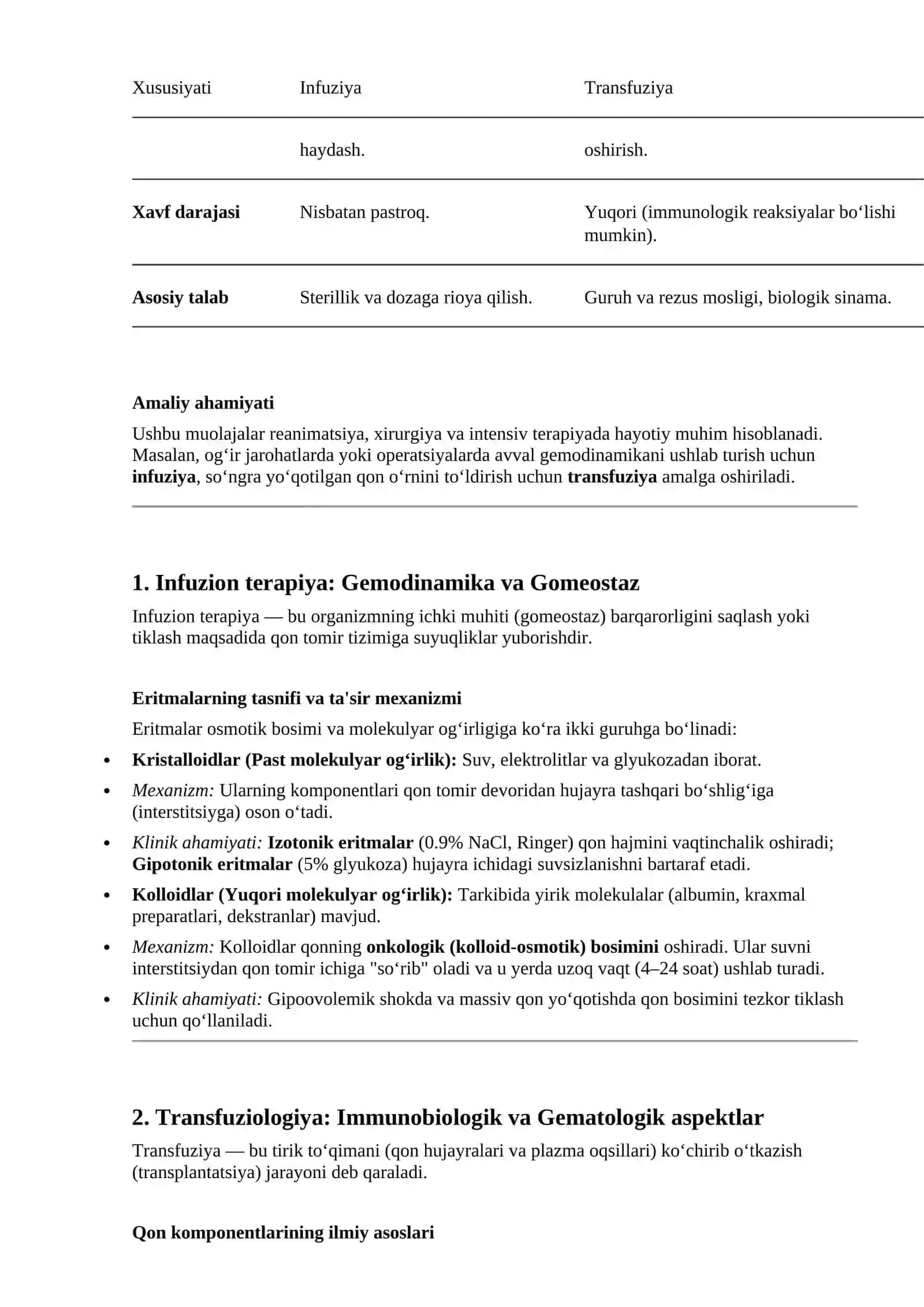 Infuziya va Transfuziya Haqida Tushuncha 2