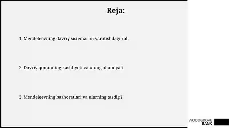 Davriy jadvalning tuzilishi va xususiyatlari 2