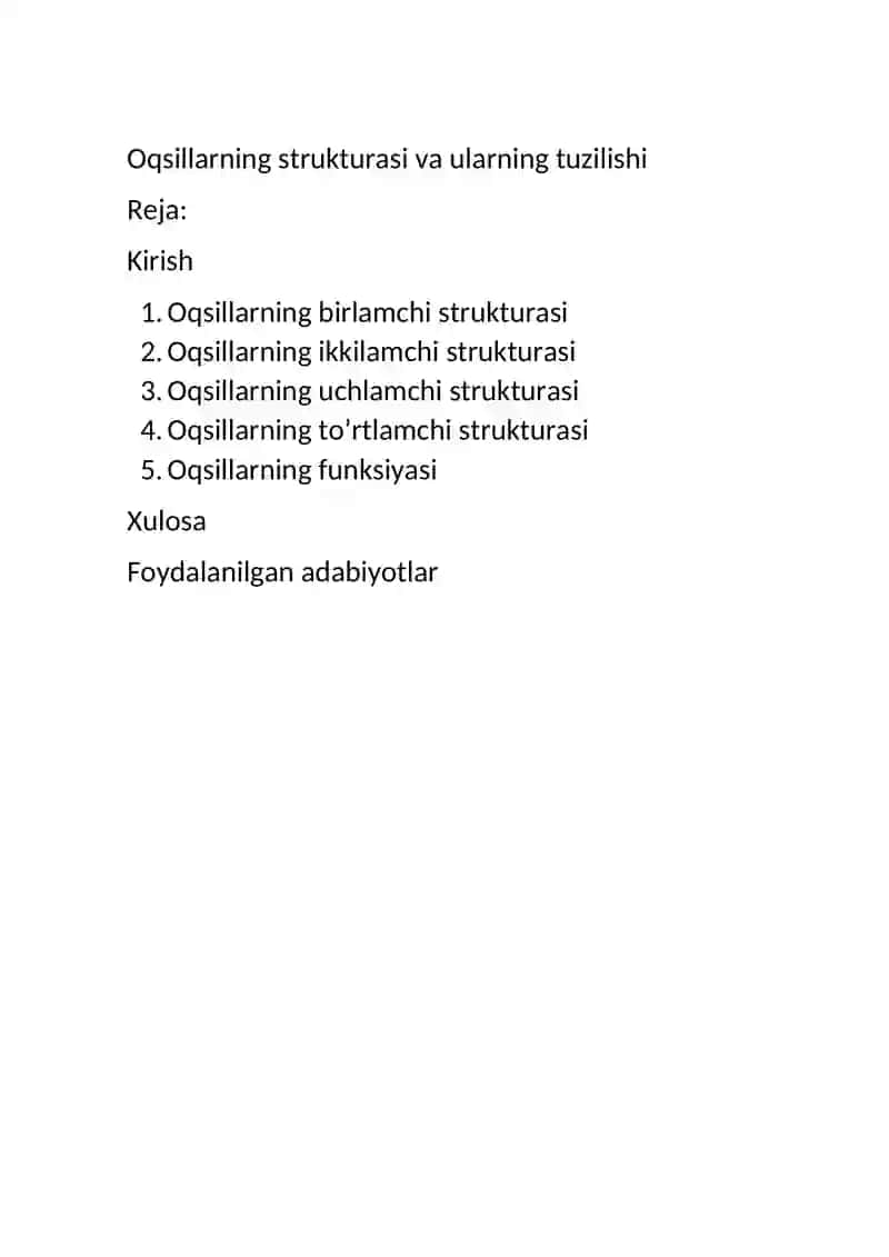 Oqsillarning strukturasi va ularning tuzilishi 2