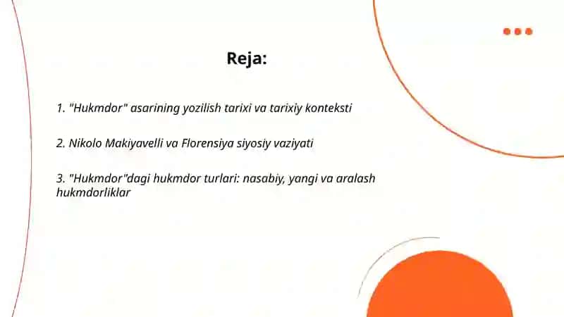 Nikolo Makiyavelining,,Hukmdor'' asari 2