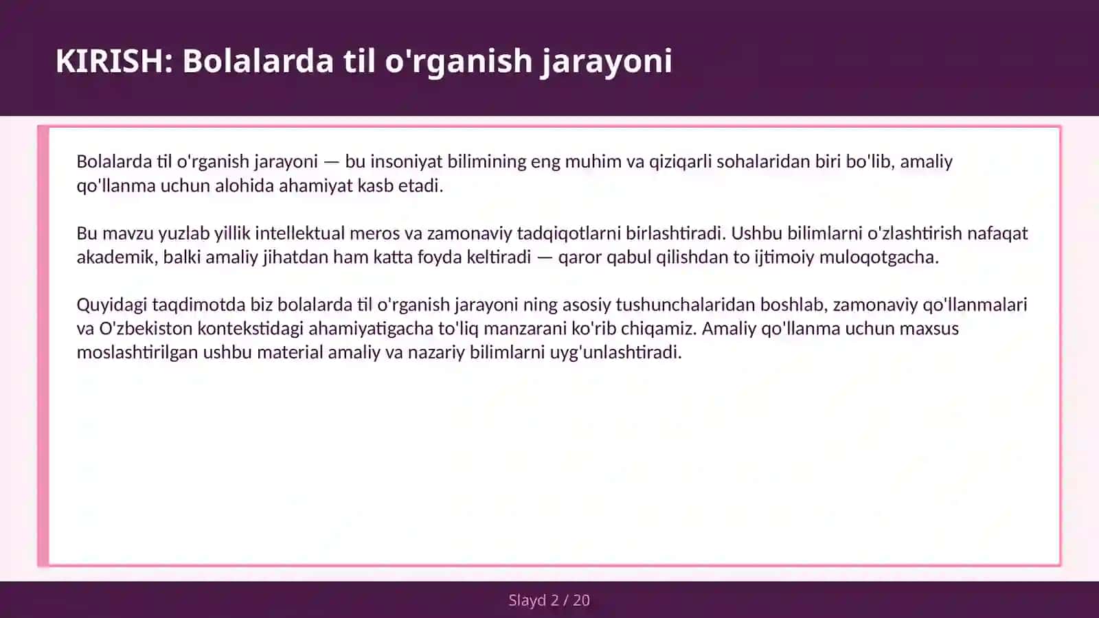 Bolalarda Til O'rganish Jarayoni 2