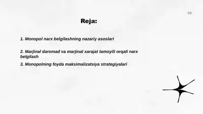Monopol narx belgilash va bozor hokimyati 2