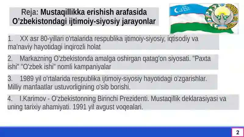 O’zbekistondagi ijtimoiy-siyosiy jarayonlar 2