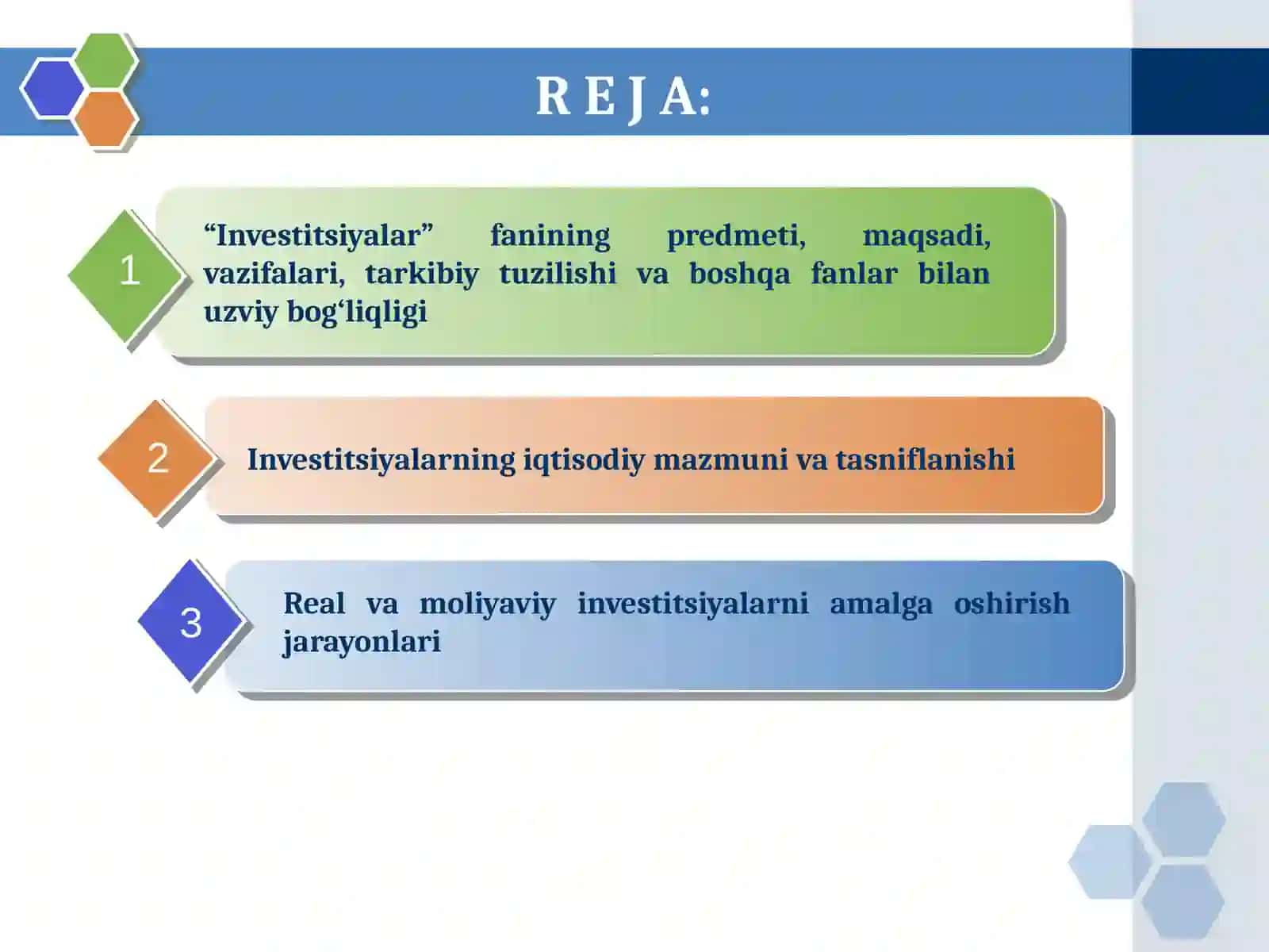 INVESTITSIYALARNING IQTISODIY MAZMUNI VA MOHIYATI 2
