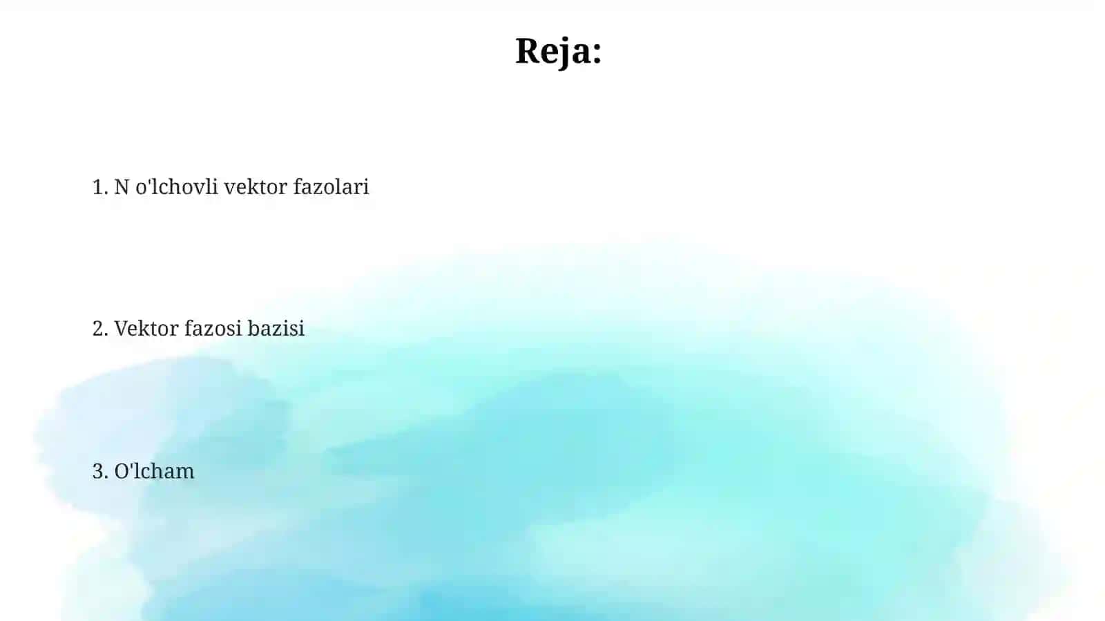 Vektor fazolari va bazasi 2