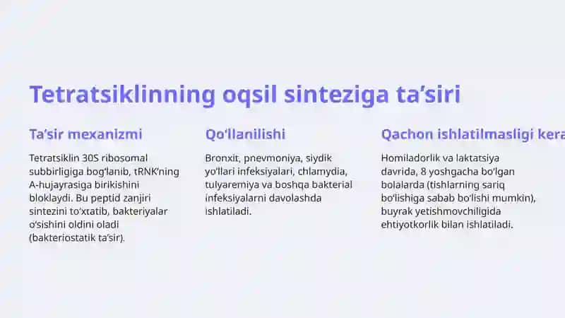 Tetratsiklinning oqsil sinteziga ta’siri 2