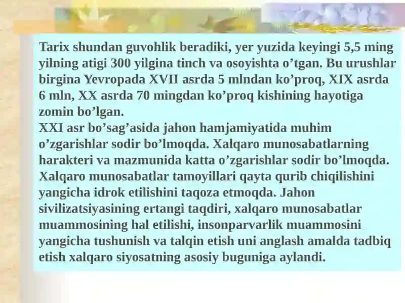 XALQARO HAMKORLIK VA DIPLOMATIYA ALOQALARI 2