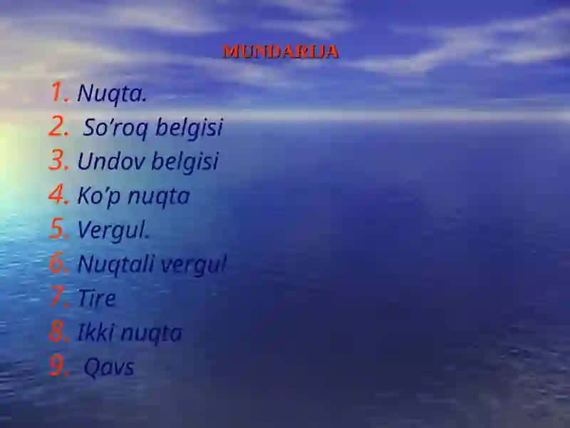 Tinish belgilarining ishlatilishi 2