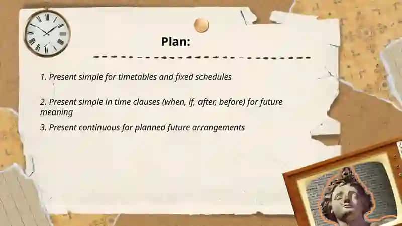 Present simple for timetables and fixed schedules 2