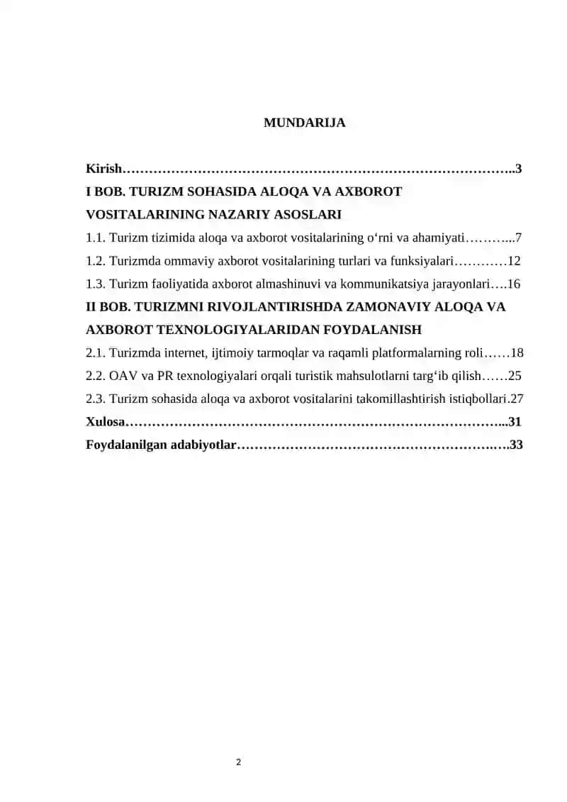 Turizmda aloqa va axborot vositalari 2