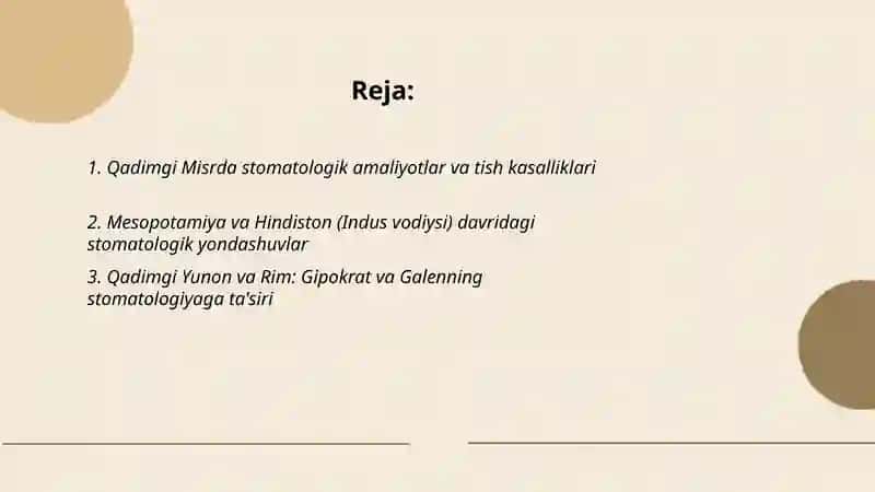 Stamatologiyaning rivojlanish tarixi 2