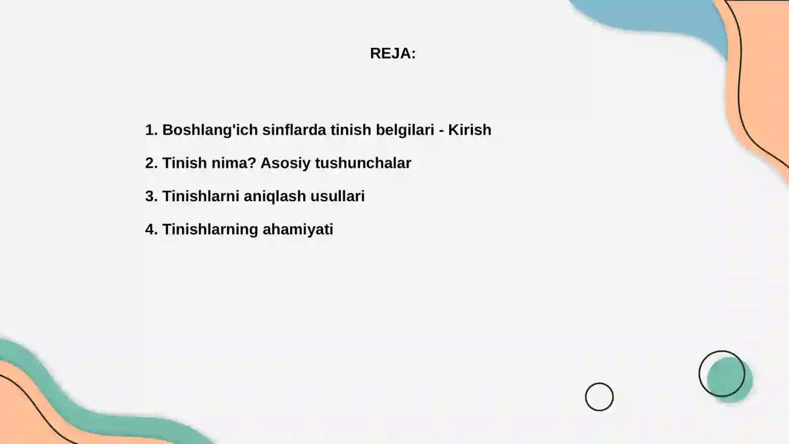 Boshlanğich sinflarda tinish belgilarini õrganish 2