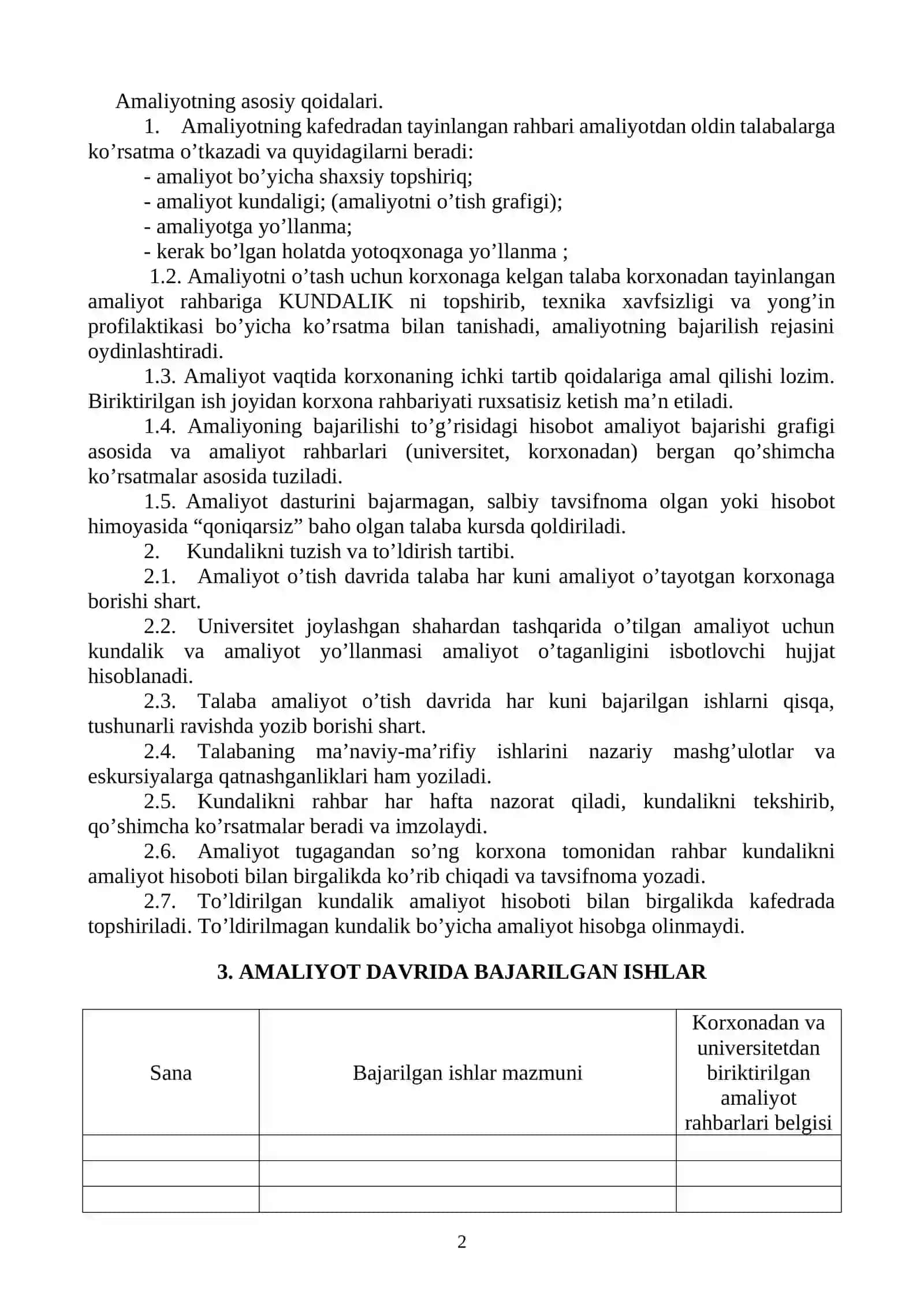 MALAKAVIY AMALIYOT KUNDALIGI 2
