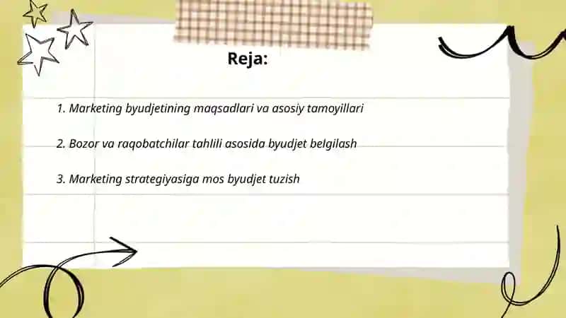 Marketing byudjetini ishlab chiqish 2