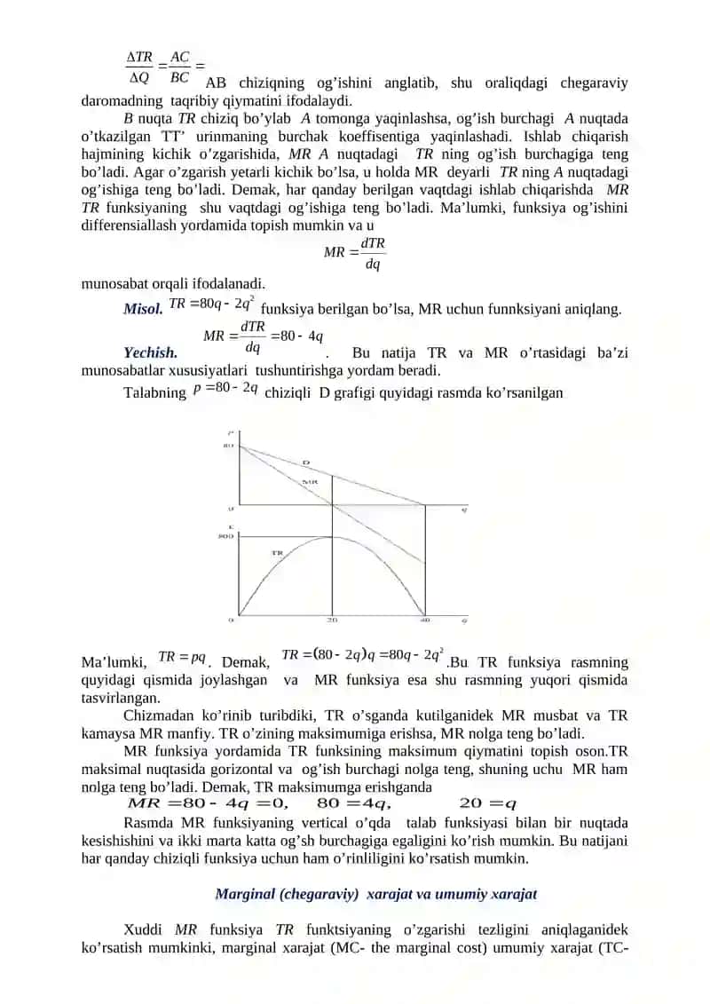 FUNKSIYA DIFFERENSIALI VA DIFFERENSIAL HISOBNING IQTISODGA TADBIQLARI 2