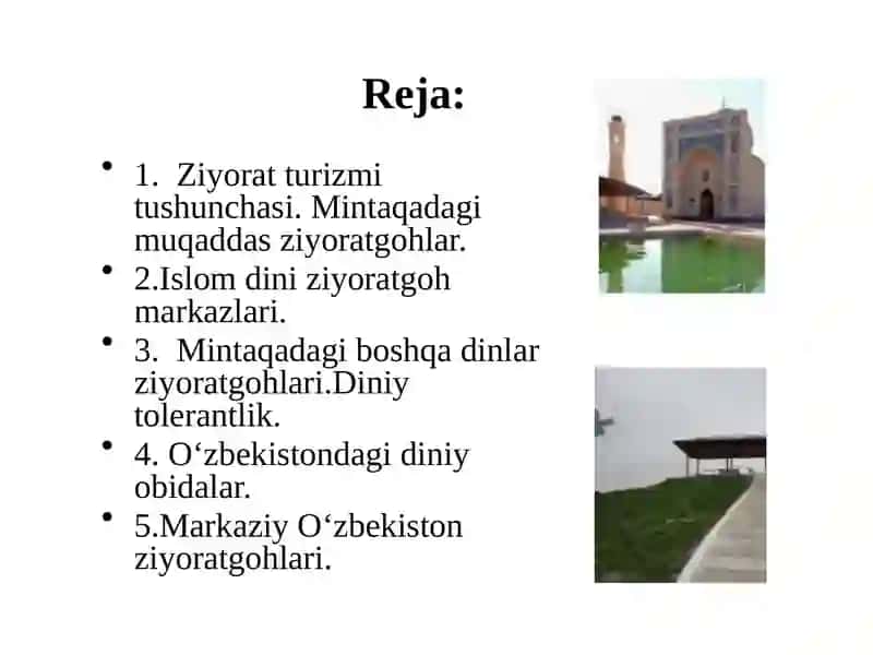 MINTAQALARDA ZIYORAT TURIZMI MARKAZLARI 2