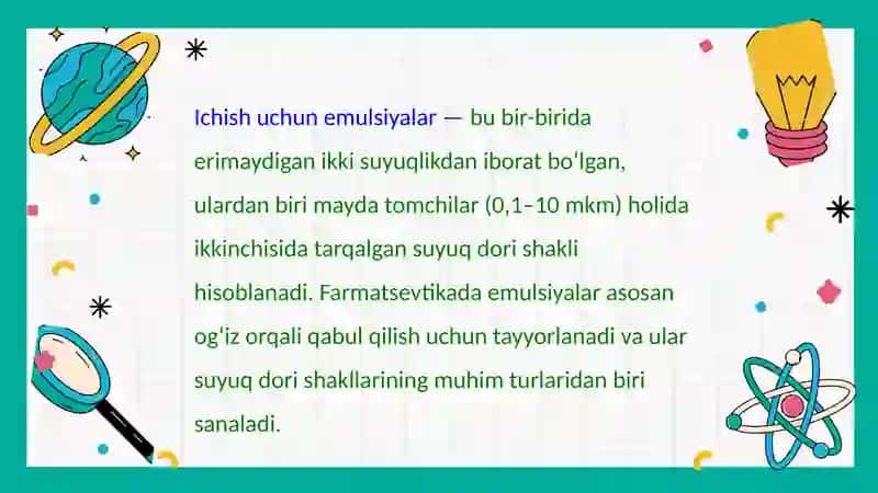 Ichish uchun emulsiyalar tayyorlash 2