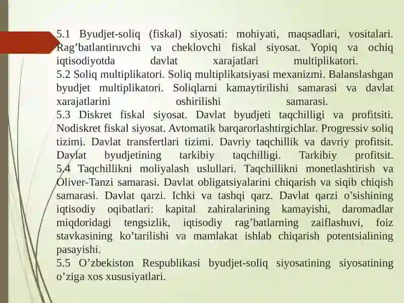BUDJET-SOLIQ SEKTORINING MAKROIQTISODIY TAHLILI 2