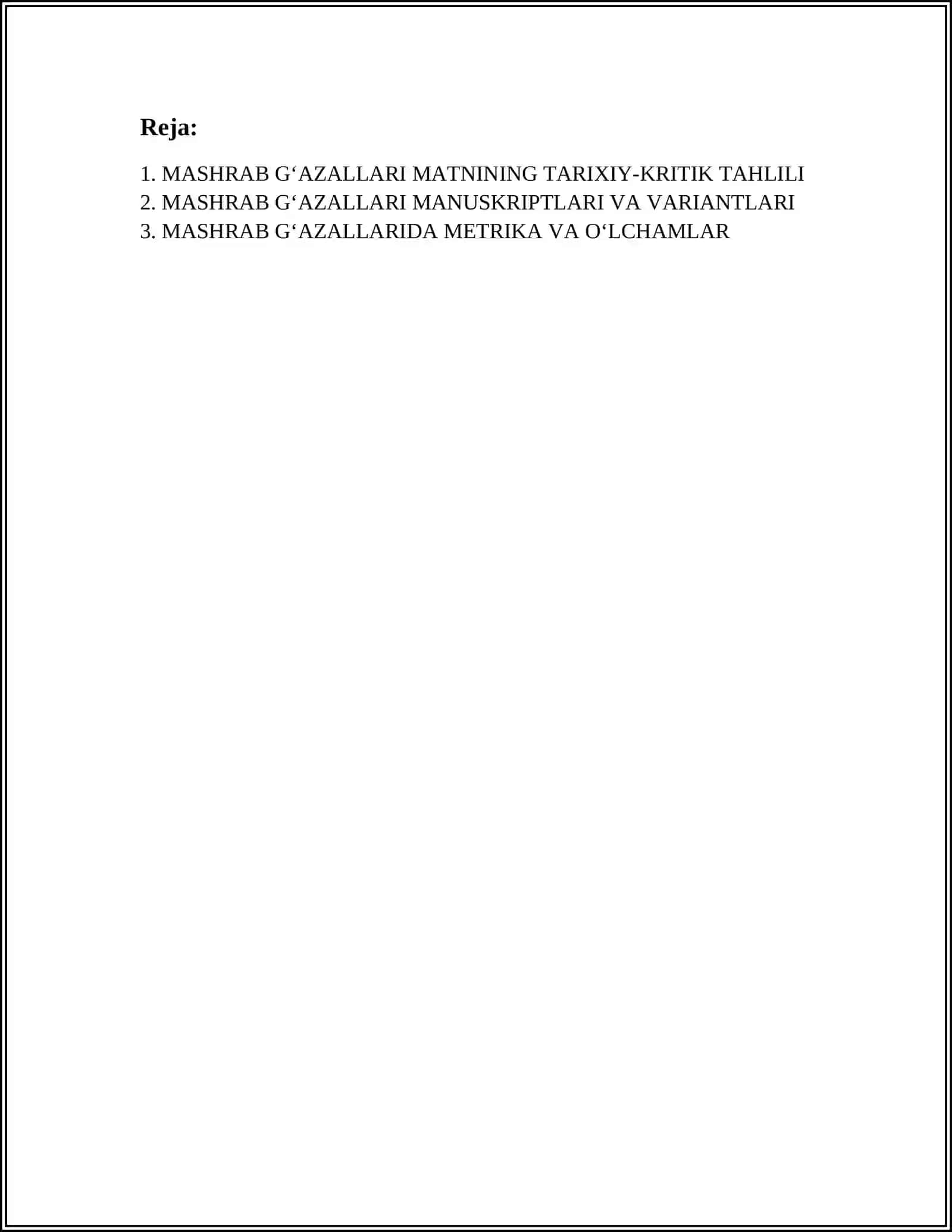 MASHRAB GʻAZALLARI MATNI USTIDA ISHLASH 2