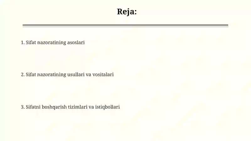 Mahsulot sifatini nazorat qilish usullarini o‘rganish 2