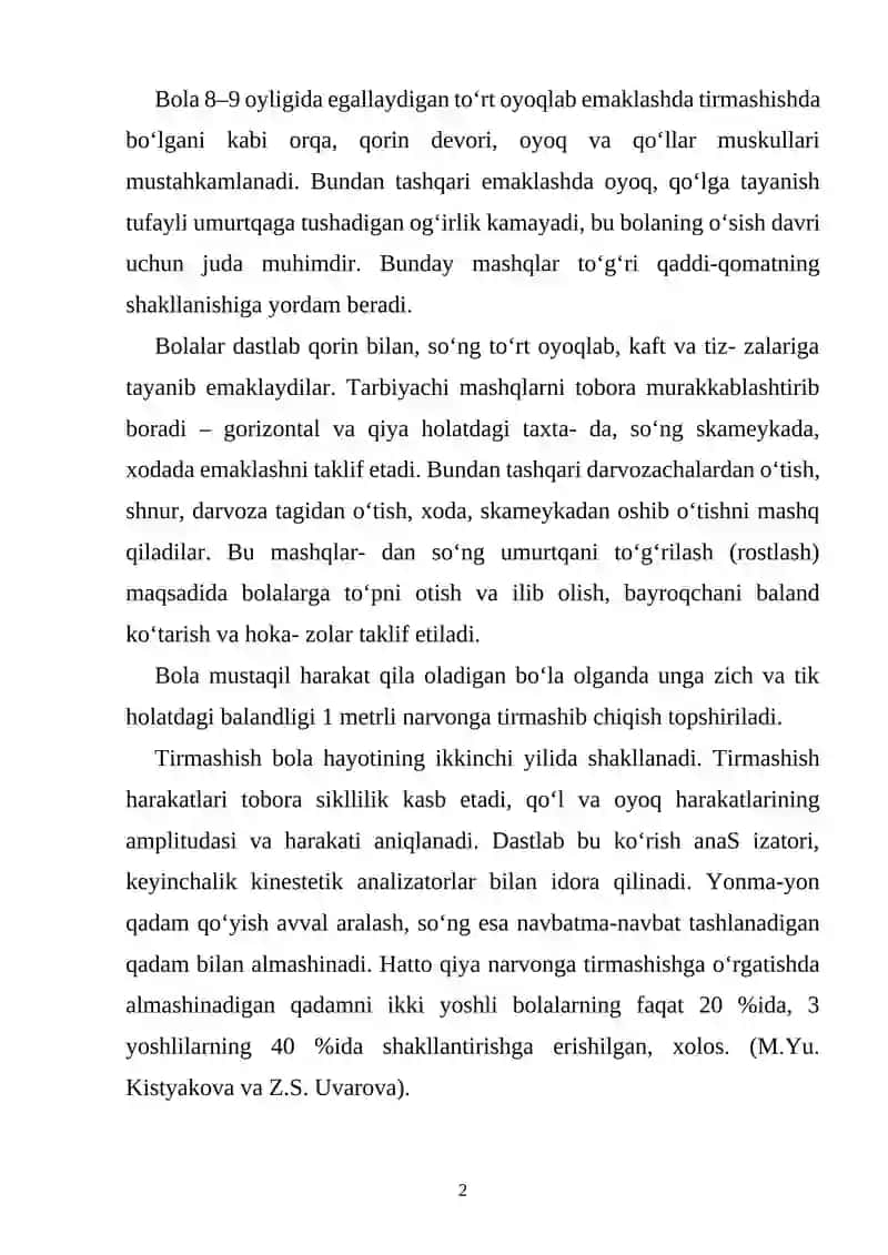 Tirmashish va emkalash mashiqlarini o'rgatish metodikasi 2