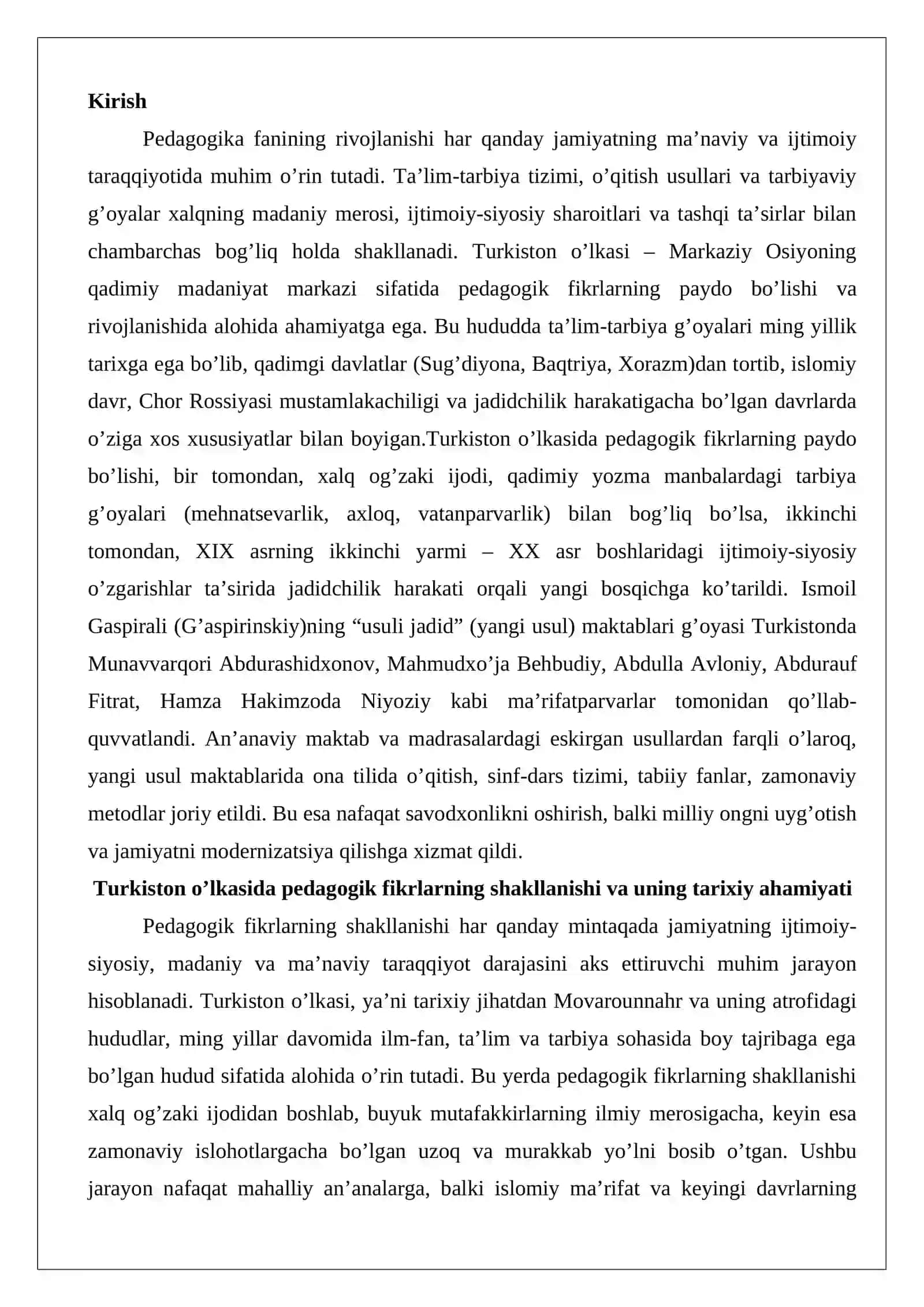 Turkiston o’lkasida pedagogik fikrlarning paydo bo’lishi 2